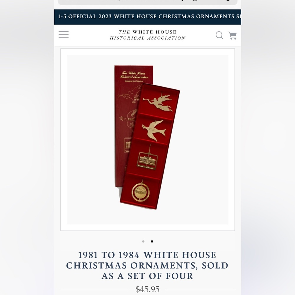 1981 TO 1984 White House Christmas Ornaments